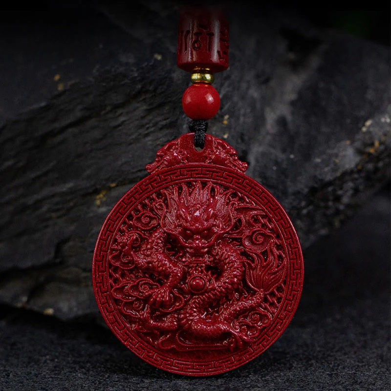 Collana con ciondolo di protezione del drago in cinabro naturale dell'anno del drago di Buddha Stones - Image 9
