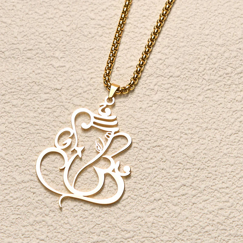 Collana con ciondolo di protezione in acciaio inossidabile Buddha Stones e elefante Ganesh - Image 4