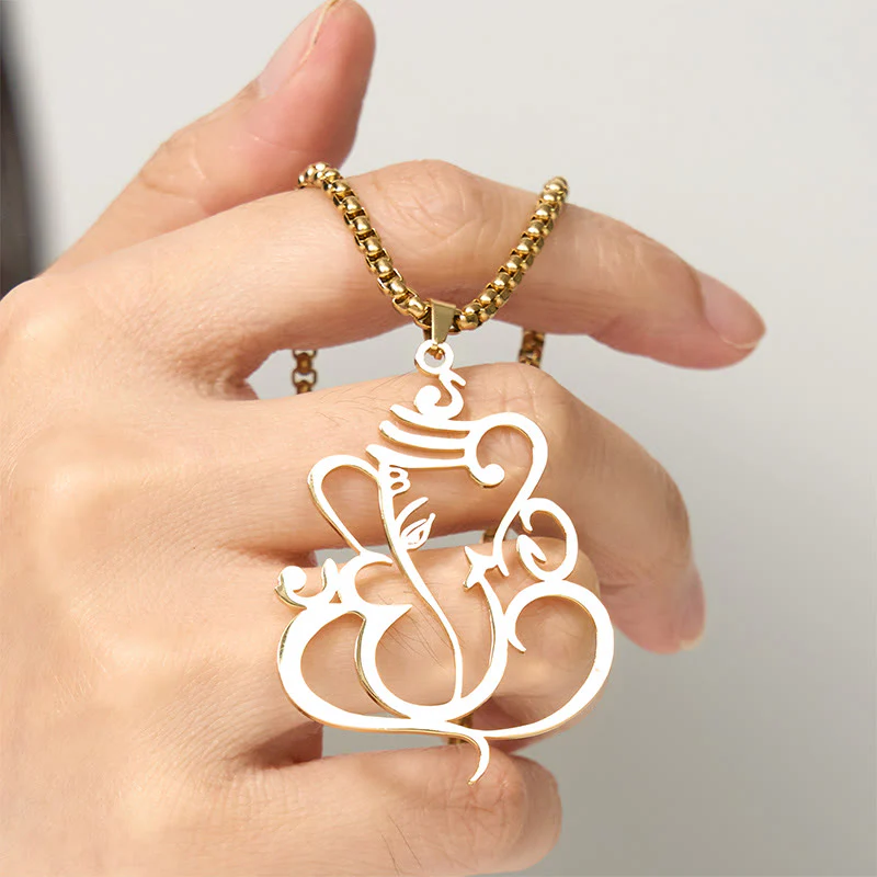 Collana con ciondolo di protezione in acciaio inossidabile Buddha Stones e elefante Ganesh - Image 5
