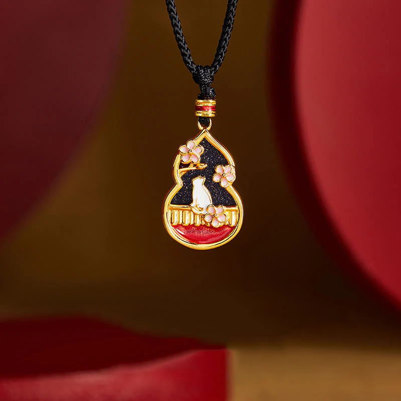Collana con ciondolo di protezione in argento sterling 925 con motivo a zucca e fiori di pesco, motivo Buddha Stones
