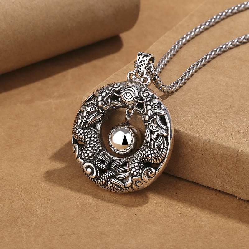 Collana con ciondolo di protezione in rame con perline da gioco a forma di drago doppio Buddha Stones - Image 2