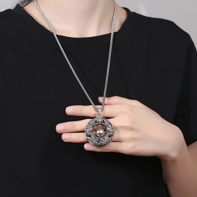 Collana con ciondolo di protezione in rame con perline da gioco a forma di drago doppio Buddha Stones - Image 6