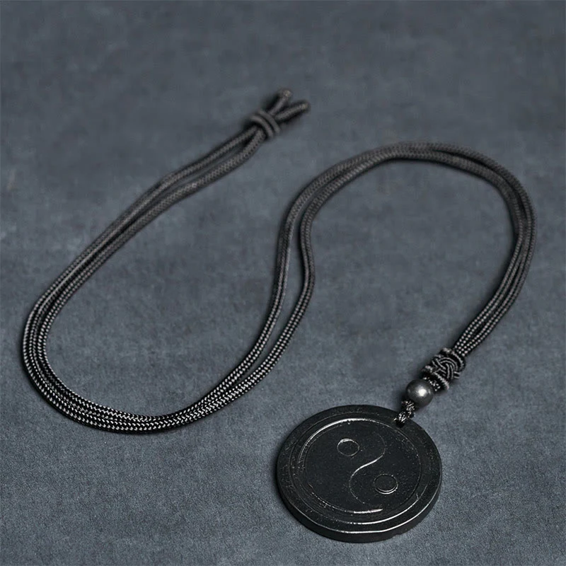 Collana con ciondolo di protezione Yin Yang in pietra di shungite naturale autentica Buddha Stones - Image 9