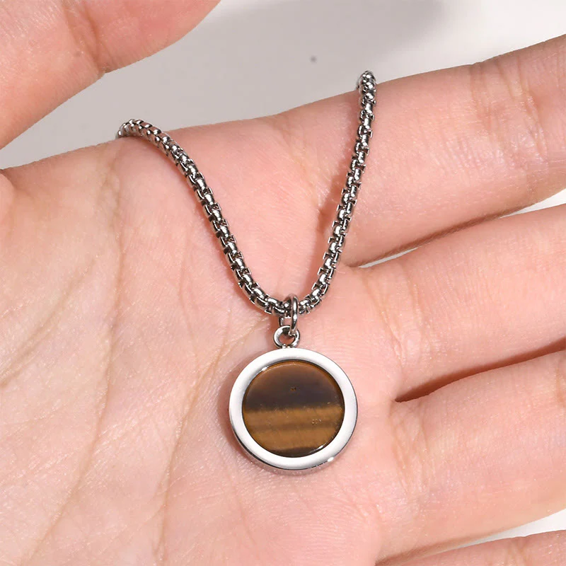 Collana con ciondolo di purificazione in acciaio al titanio, Buddha Stones, pietra naturale, turchese, occhio di tigre, lazurite, lapislazzuli, malachite - Image 10