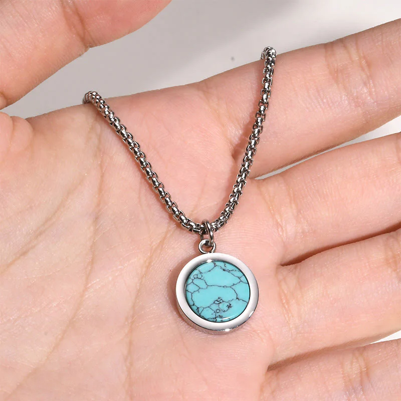 Collana con ciondolo di purificazione in acciaio al titanio, Buddha Stones, pietra naturale, turchese, occhio di tigre, lazurite, lapislazzuli, malachite - Image 15