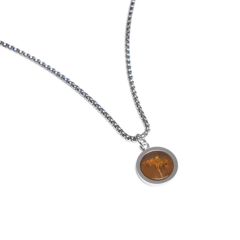 Collana con ciondolo di purificazione in acciaio al titanio, Buddha Stones, pietra naturale, turchese, occhio di tigre, lazurite, lapislazzuli, malachite - Image 3