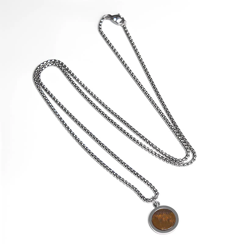 Collana con ciondolo di purificazione in acciaio al titanio, Buddha Stones, pietra naturale, turchese, occhio di tigre, lazurite, lapislazzuli, malachite - Image 4