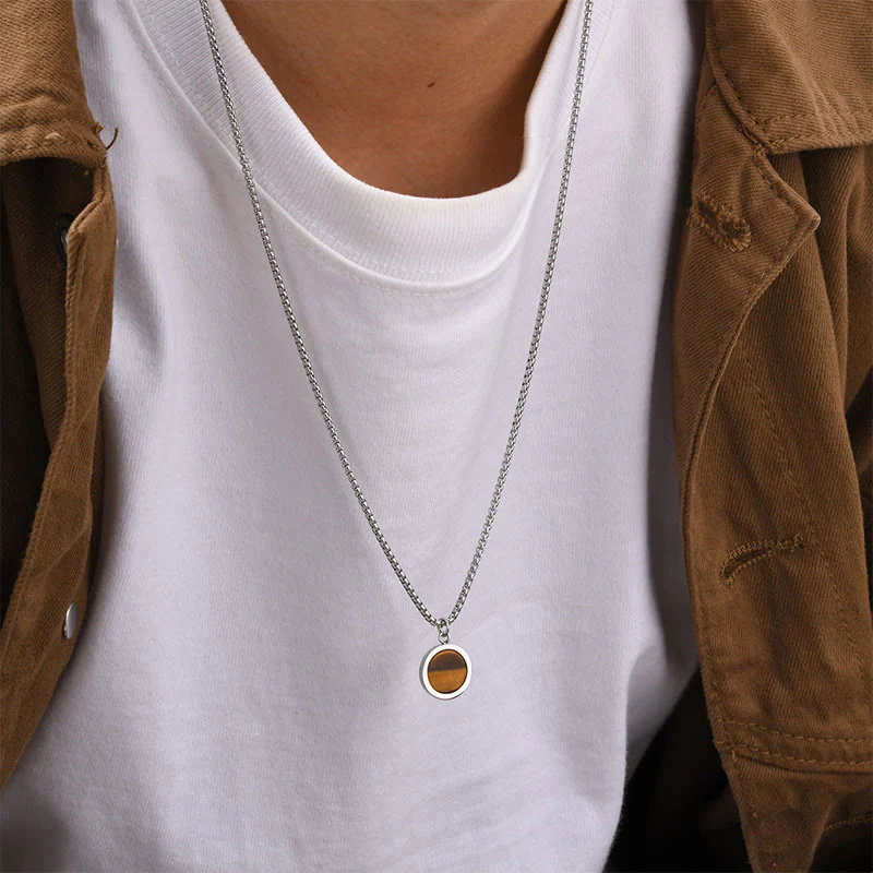 Collana con ciondolo di purificazione in acciaio al titanio, Buddha Stones, pietra naturale, turchese, occhio di tigre, lazurite, lapislazzuli, malachite - Image 6