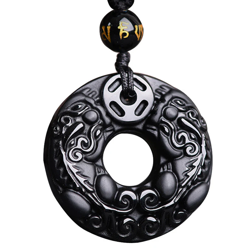 Collana con ciondolo di ricchezza in ossidiana Pixiu Buddha Stones - Image 4
