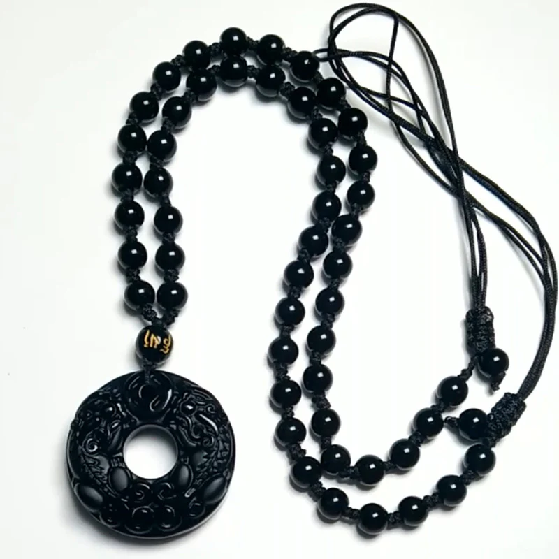 Collana con ciondolo di ricchezza in ossidiana Pixiu Buddha Stones - Image 5