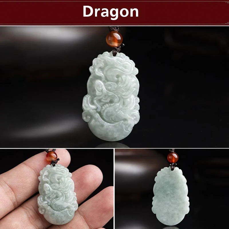 Collana con ciondolo di successo con 12 simboli dello zodiaco cinese in giada naturale Buddha Stones - Image 11