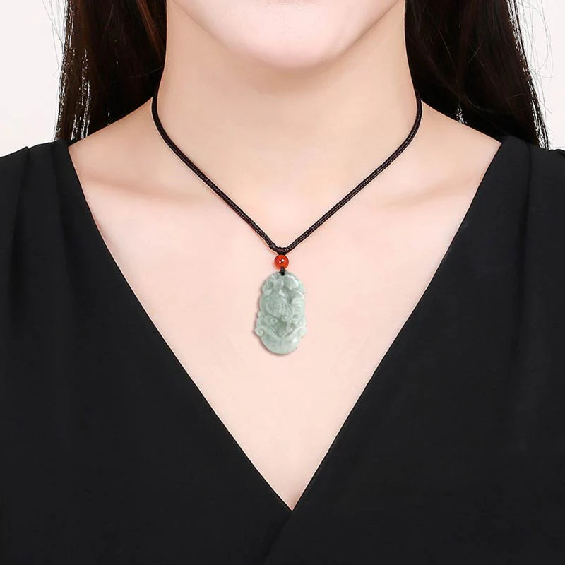 Collana con ciondolo di successo con 12 simboli dello zodiaco cinese in giada naturale Buddha Stones - Image 20
