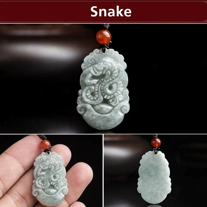 Collana con ciondolo di successo con 12 simboli dello zodiaco cinese in giada naturale Buddha Stones - Image 31