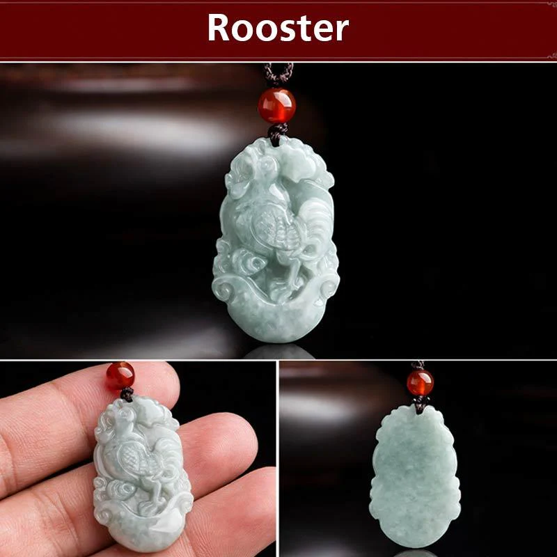 Collana con ciondolo di successo con 12 simboli dello zodiaco cinese in giada naturale Buddha Stones - Image 35