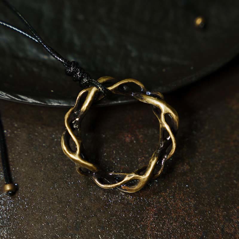 Collana con ciondolo fatto a mano in ottone e rame vintage con pietre Buddha Stones portafortuna - Image 2