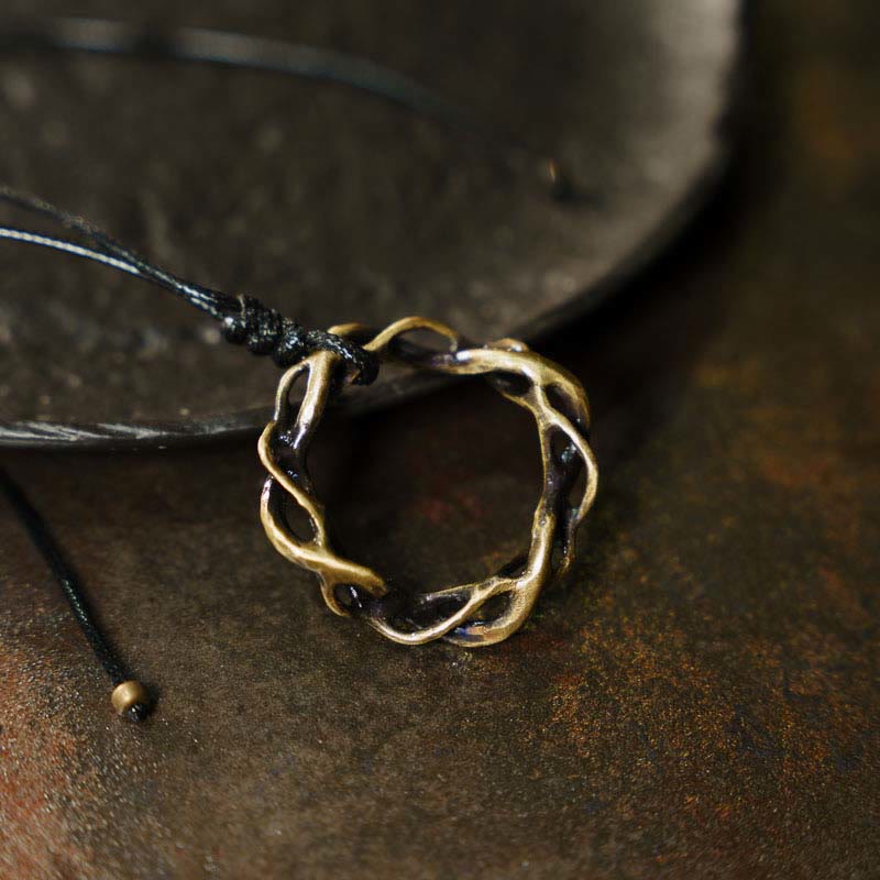 Collana con ciondolo fatto a mano in ottone e rame vintage con pietre Buddha Stones portafortuna - Image 8