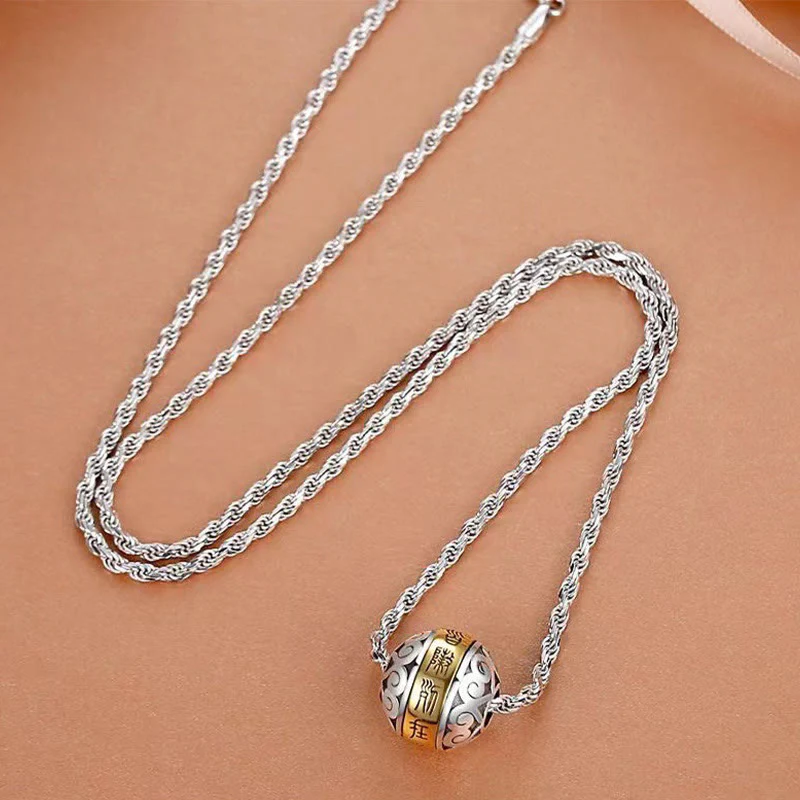 Collana con ciondolo girevole con amuleto inciso con mantra taoista a nove caratteri Buddha Stones Balance - Image 2