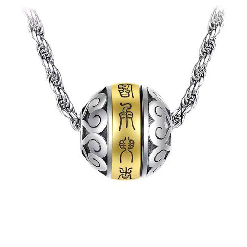 Collana con ciondolo girevole con amuleto inciso con mantra taoista a nove caratteri Buddha Stones Balance - Image 3