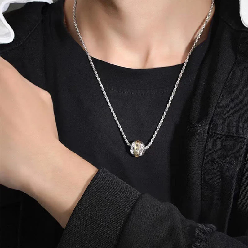 Collana con ciondolo girevole con amuleto inciso con mantra taoista a nove caratteri Buddha Stones Balance - Image 5