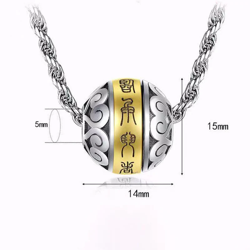 Collana con ciondolo girevole con amuleto inciso con mantra taoista a nove caratteri Buddha Stones Balance - Image 6