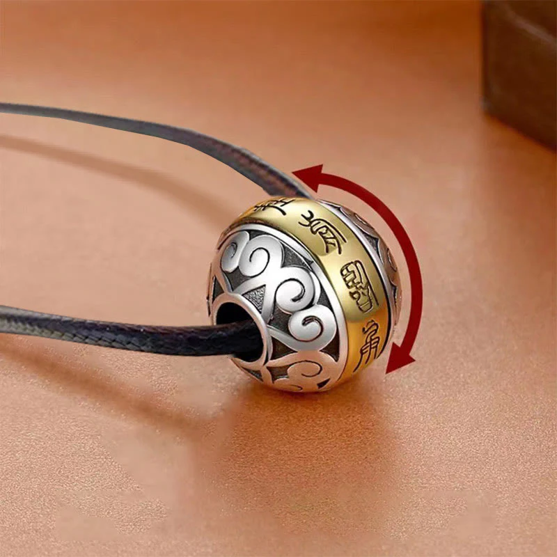 Collana con ciondolo girevole con amuleto inciso con mantra taoista a nove caratteri Buddha Stones Balance - Image 7