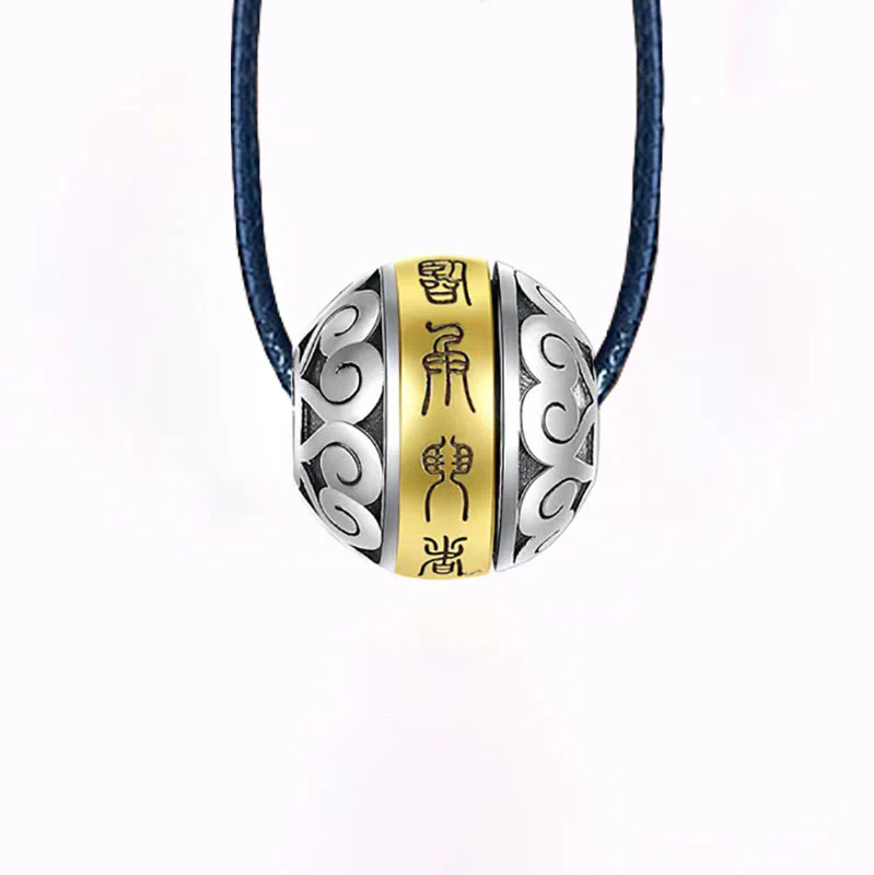 Collana con ciondolo girevole con amuleto inciso con mantra taoista a nove caratteri Buddha Stones Balance - Image 8