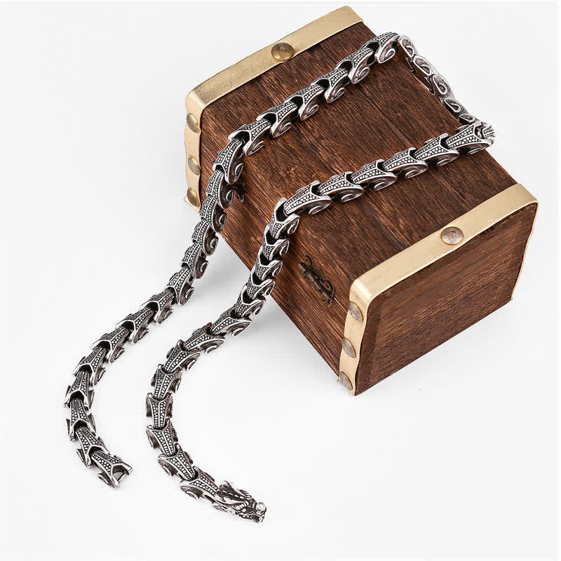 Collana con ciondolo in acciaio al titanio con motivo a drago Buddha Stones - Image 8
