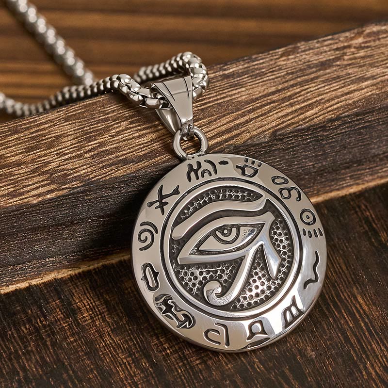Collana con ciondolo in acciaio al titanio e Buddha Stones contro il malocchio