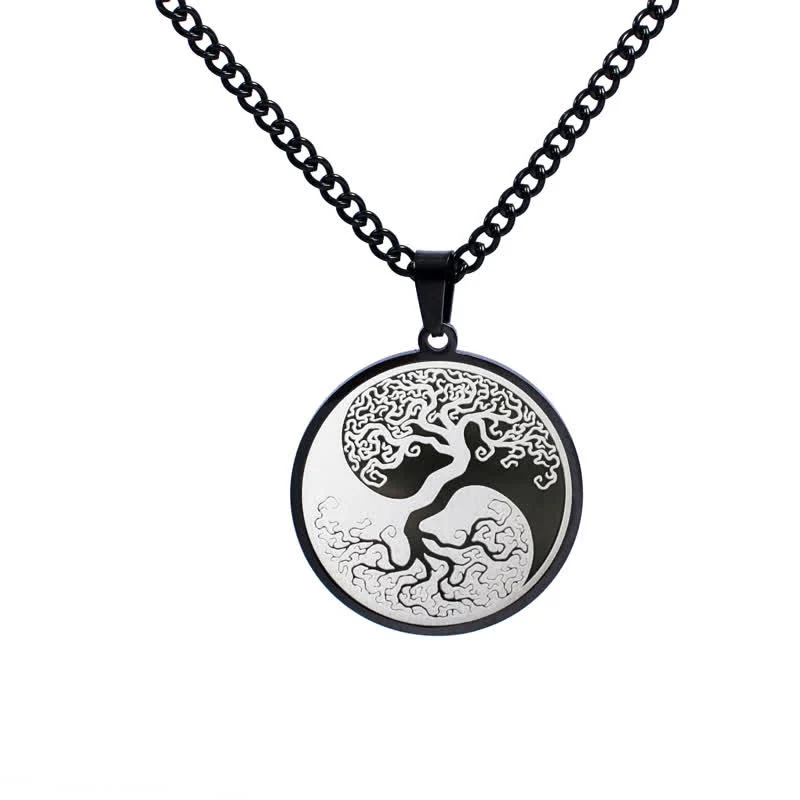 Collana con ciondolo in acciaio al titanio e Buddha Stones, l'albero della vita - Image 3