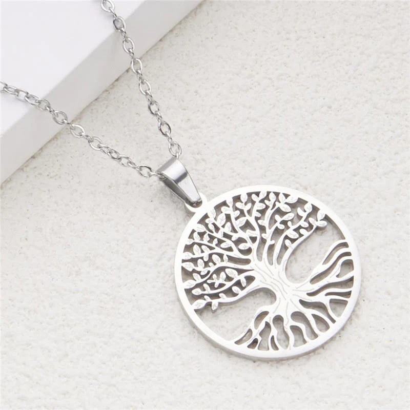 Collana con ciondolo in acciaio al titanio e Buddha Stones, l'albero della vita, per l'illuminazione - Image 10