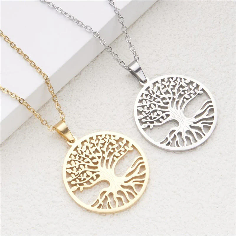 Collana con ciondolo in acciaio al titanio e Buddha Stones, l'albero della vita, per l'illuminazione - Image 13