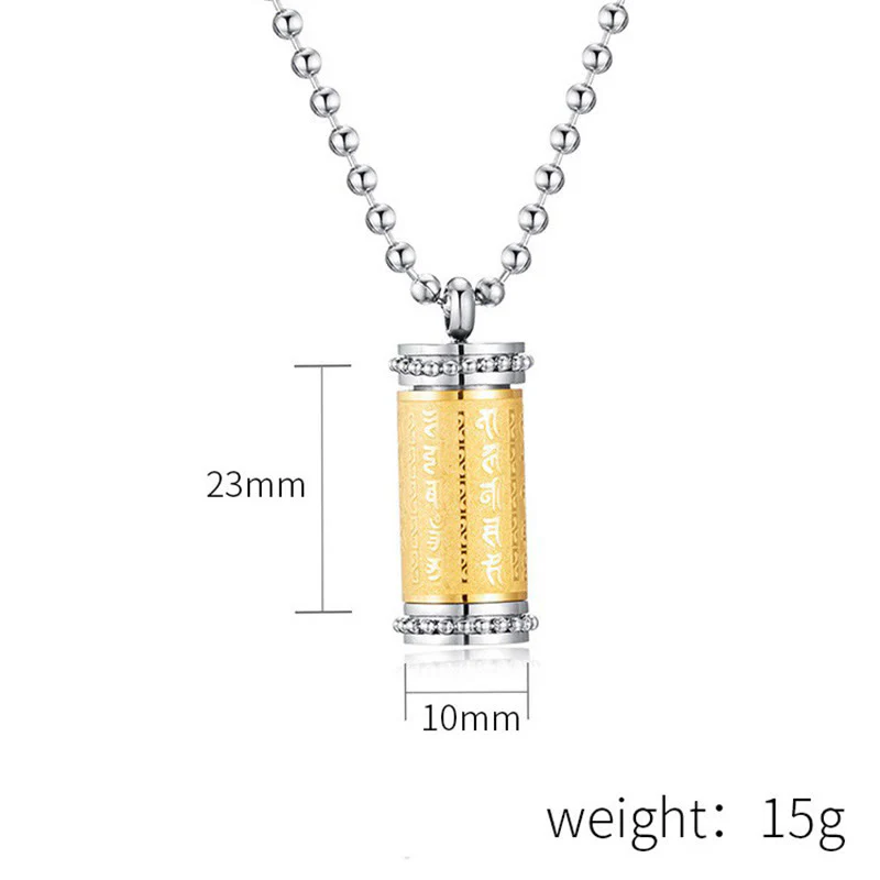 Collana con ciondolo in acciaio al titanio e Buddha Stones, ruota della preghiera, scritture, equilibrio - Image 7