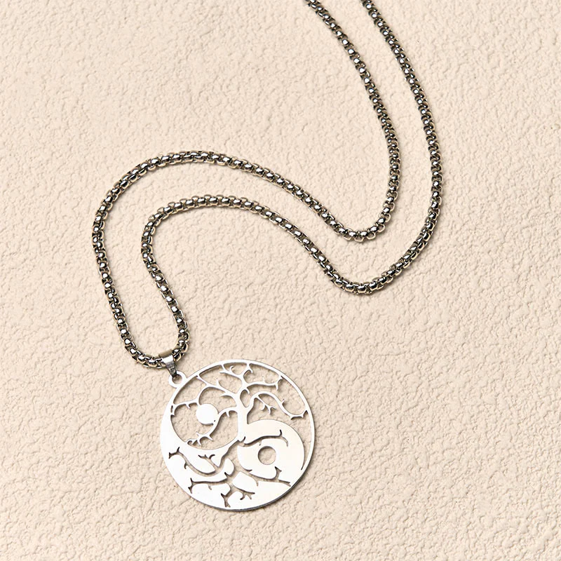 Collana con ciondolo in acciaio inossidabile con rami Buddha Stones e design Yin Yang cavo - Image 12