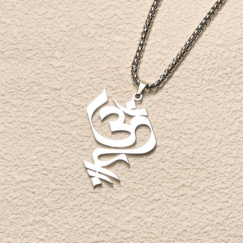 Collana con ciondolo in acciaio inossidabile con simbolo OM vintage Buddha Stones - Image 11