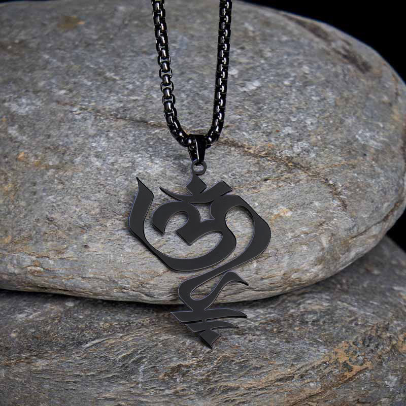 Collana con ciondolo in acciaio inossidabile con simbolo OM vintage Buddha Stones - Image 14