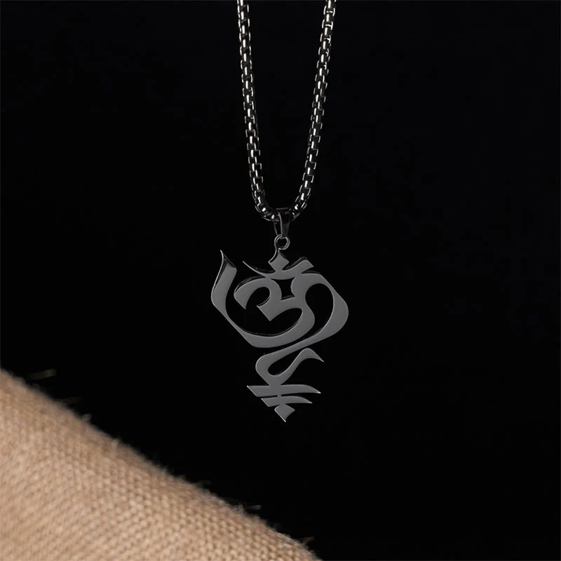 Collana con ciondolo in acciaio inossidabile con simbolo OM vintage Buddha Stones - Image 15