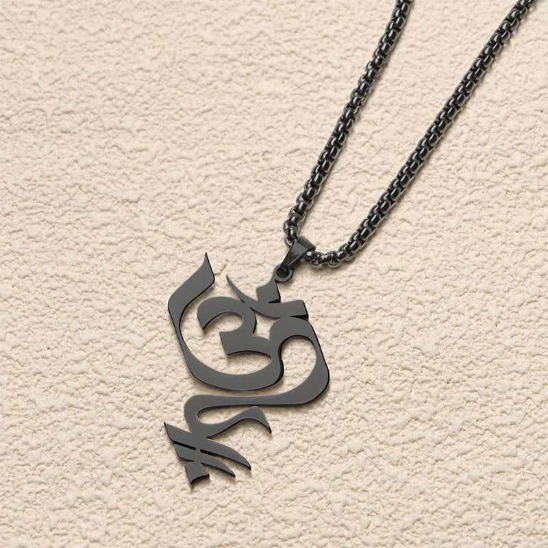 Collana con ciondolo in acciaio inossidabile con simbolo OM vintage Buddha Stones - Image 17
