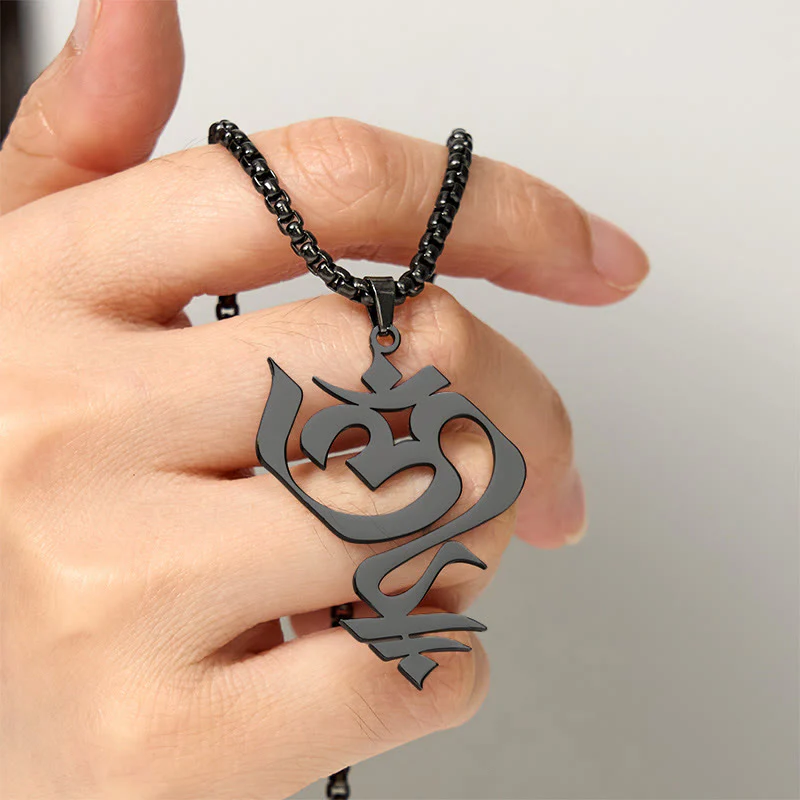 Collana con ciondolo in acciaio inossidabile con simbolo OM vintage Buddha Stones - Image 18
