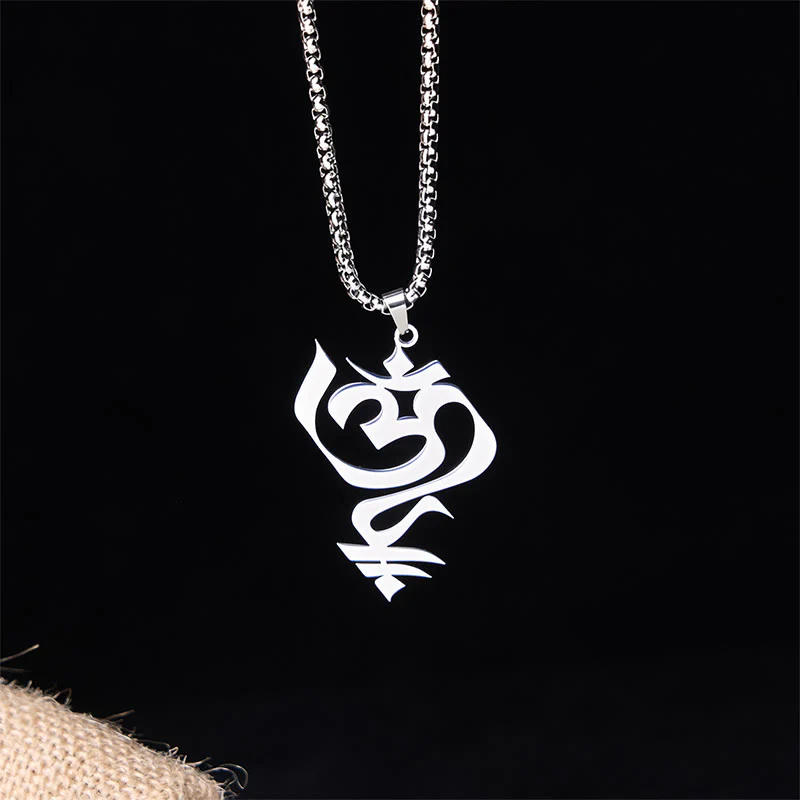 Collana con ciondolo in acciaio inossidabile con simbolo OM vintage Buddha Stones - Image 9