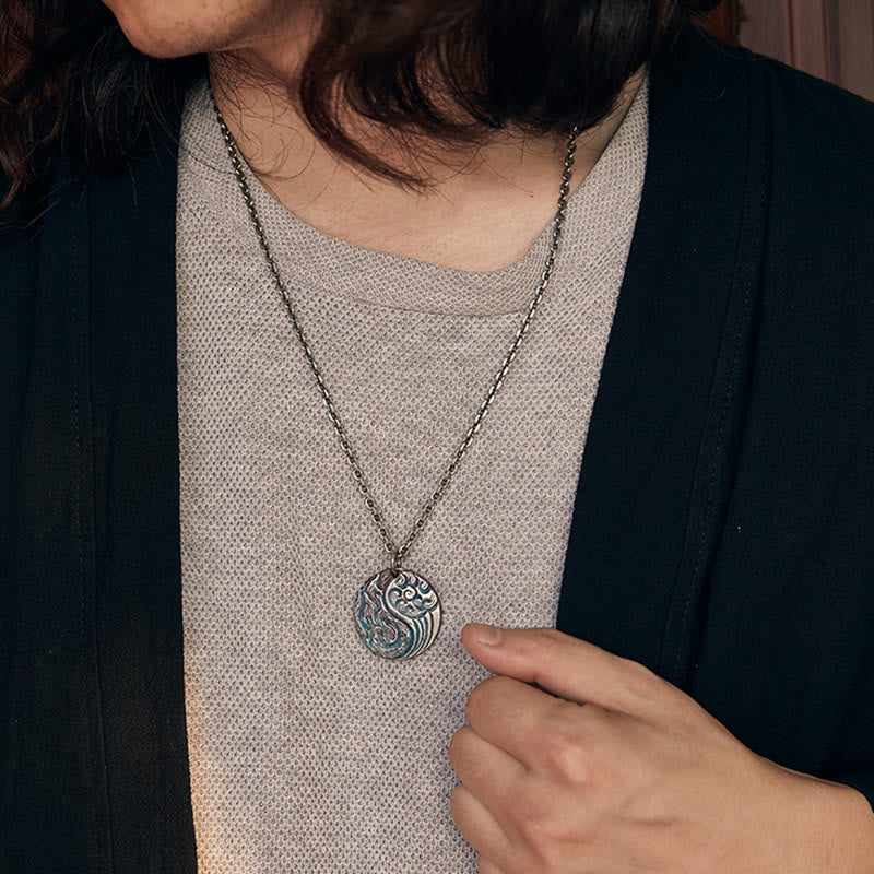 Collana con ciondolo in argento sterling 990 con Buddha Stones, equilibrio tra acqua e fuoco, Yin Yang - Image 10