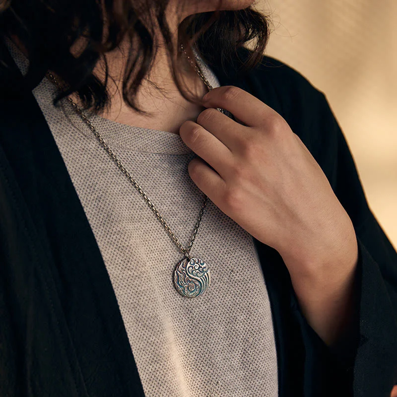 Collana con ciondolo in argento sterling 990 con Buddha Stones, equilibrio tra acqua e fuoco, Yin Yang - Image 11