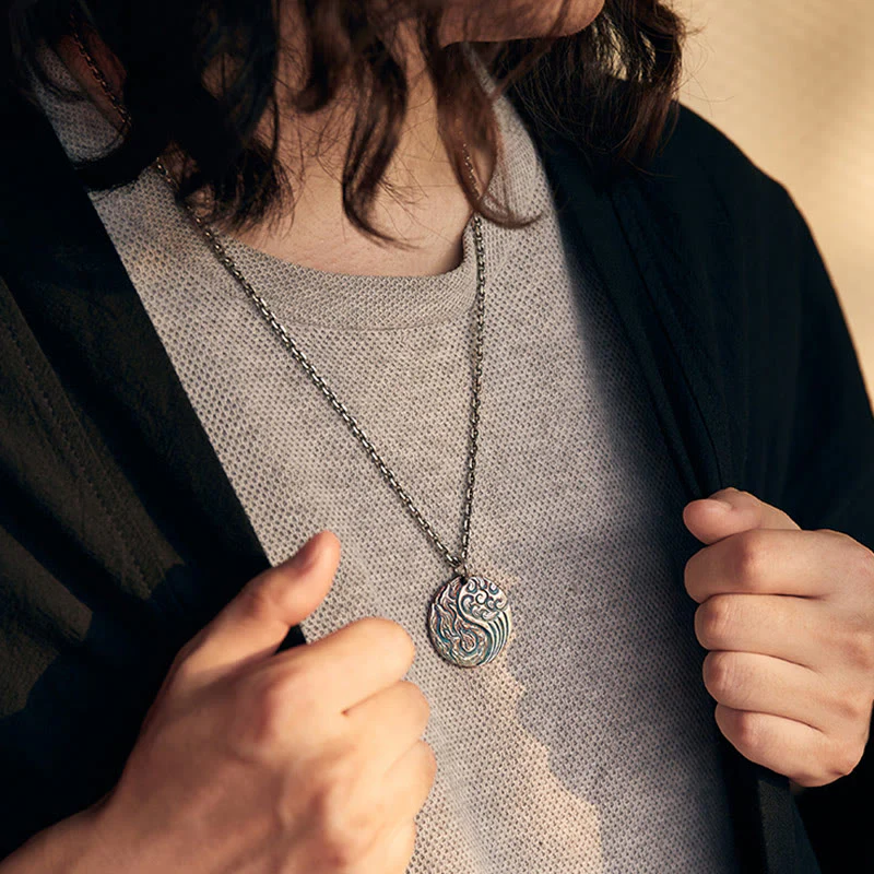 Collana con ciondolo in argento sterling 990 con Buddha Stones, equilibrio tra acqua e fuoco, Yin Yang - Image 12