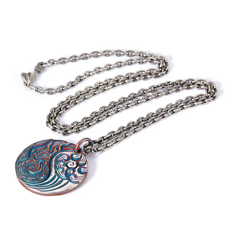 Collana con ciondolo in argento sterling 990 con Buddha Stones, equilibrio tra acqua e fuoco, Yin Yang - Image 13