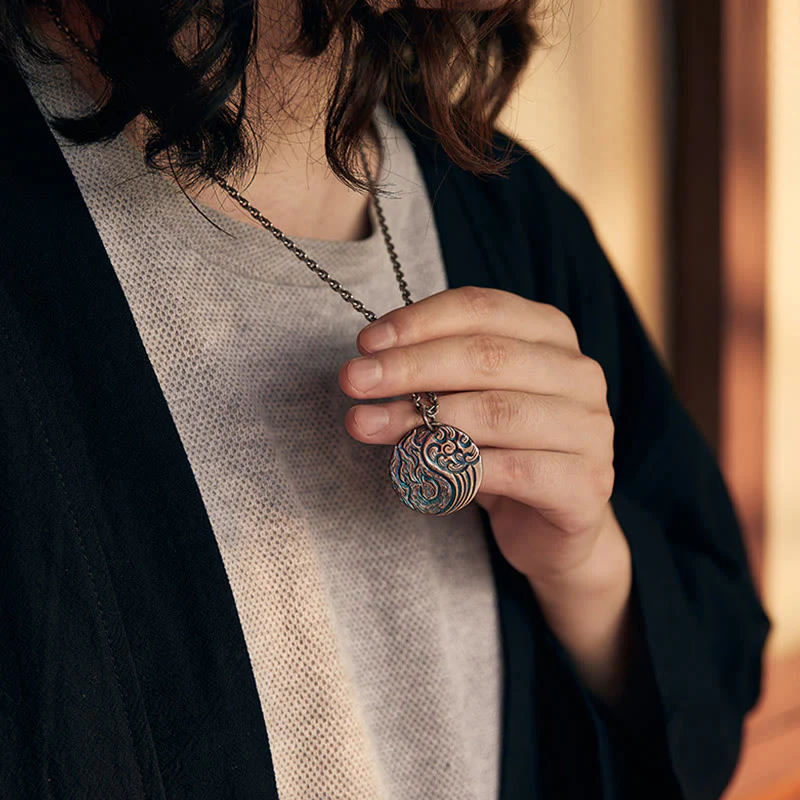 Collana con ciondolo in argento sterling 990 con Buddha Stones, equilibrio tra acqua e fuoco, Yin Yang - Image 6
