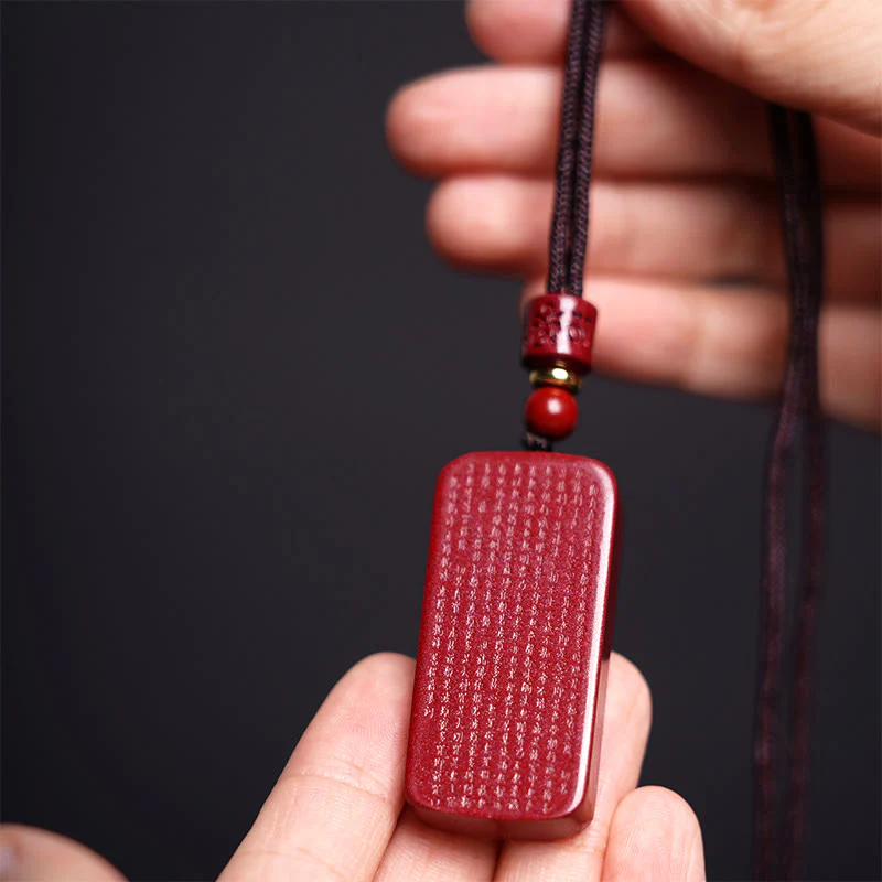 Collana con ciondolo in corda con benedizione incisa , Buddha Stones, cinabro, loto, cuore, Sutra - Image 16