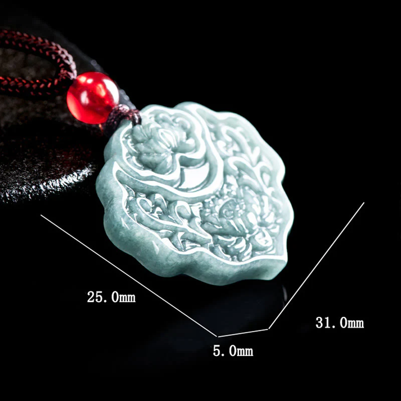 Collana con ciondolo in corda con motivo a loto in giada Buddha Stones , abbondanza e prosperità - Image 8