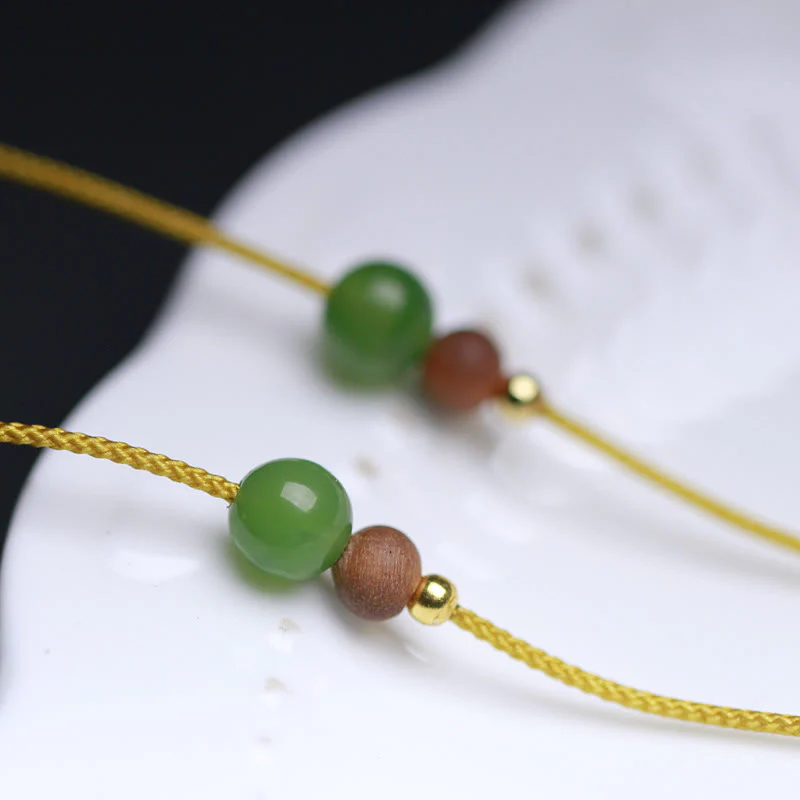 Collana con ciondolo in corda della prosperità con motivo a piccola borsa in giada naturale di Hetian - Image 7
