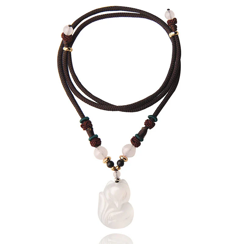Collana con ciondolo in corda dell'armonia con perline di cristallo rosa di volpe e calcedonio Buddha Stones - Image 10