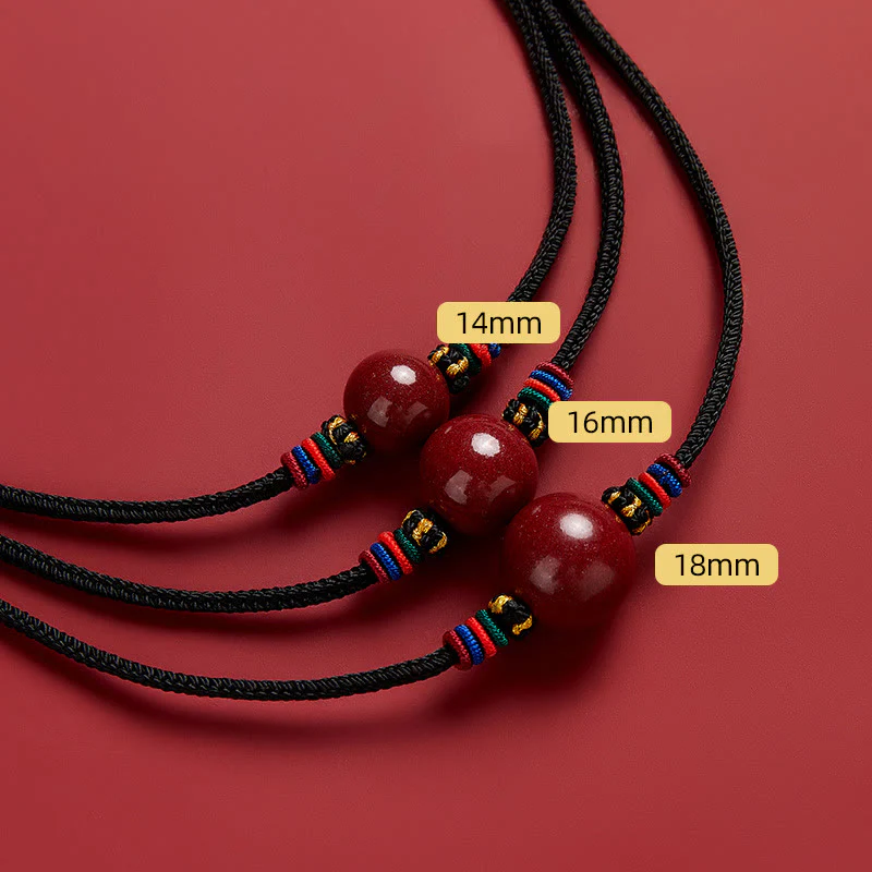 Collana con ciondolo in corda di benedizione con perline di cinabro e Buddha Stones - Image 3
