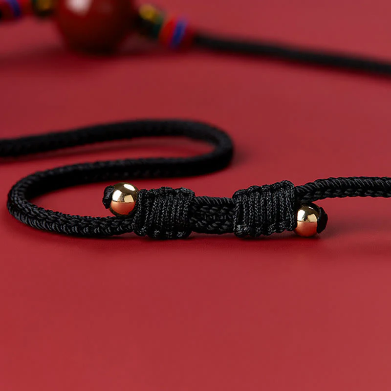 Collana con ciondolo in corda di benedizione con perline di cinabro e Buddha Stones - Image 7